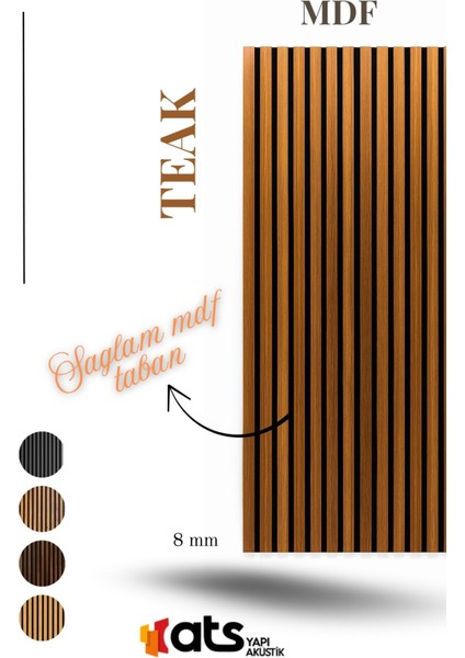 Mdf Tabanlı Çıtalı Duvar Paneli 24X280 cm – Akustik Dekoratif Panel | 8 mm Kalınlık