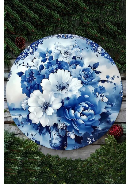 Mavi Beyaz Çiçek Desenli Uv Baskı Mdf Duvar Süsü – 33X33 cm & 20X20 cm DT230 fiyatları