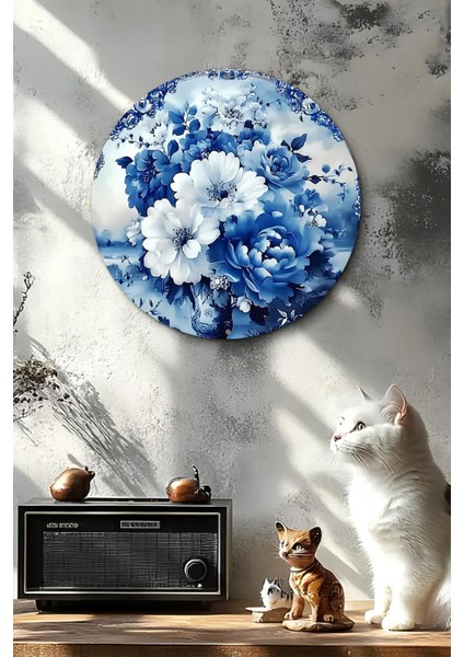 Mavi Beyaz Çiçek Desenli Uv Baskı Mdf Duvar Süsü – 33X33 cm & 20X20 cm DT230 fırsatları