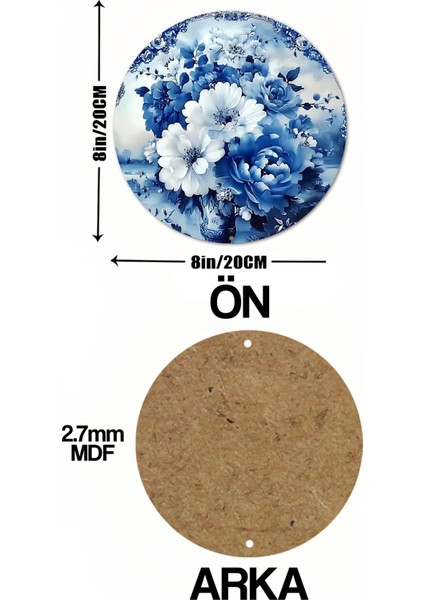 Mavi Beyaz Çiçek Desenli Uv Baskı Mdf Duvar Süsü – 33X33 cm & 20X20 cm DT230 indirimleri