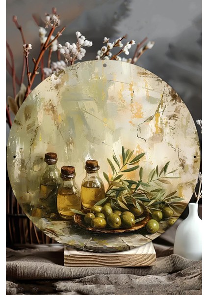 Zeytin & Zeytinyağı Temalı Uv Baskı Mdf Duvar Süsü – 33X33 cm & 20X20 cm DT210 modelleri