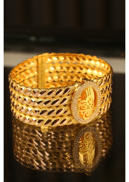 Tuğralı Rize Kelepçe Hediyelik Altın Bilezik CGKKLP0159