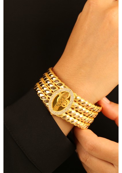 Tuğralı Rize Kelepçe Hediyelik Altın Bilezik CGKKLP0159 modelleri