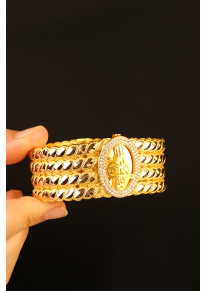 Tuğralı Rize Kelepçe Hediyelik Altın Bilezik CGKKLP0159