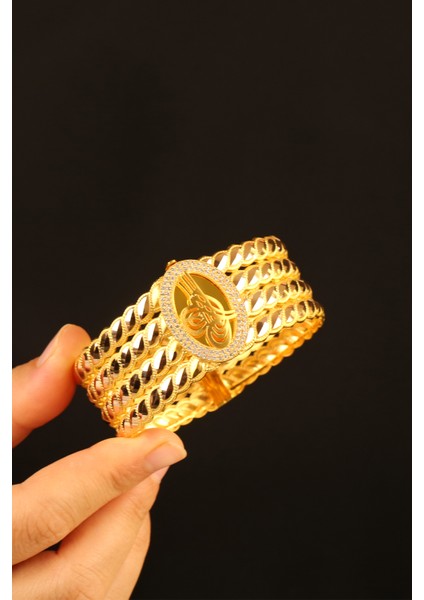 Tuğralı Rize Kelepçe Hediyelik Altın Bilezik CGKKLP0159