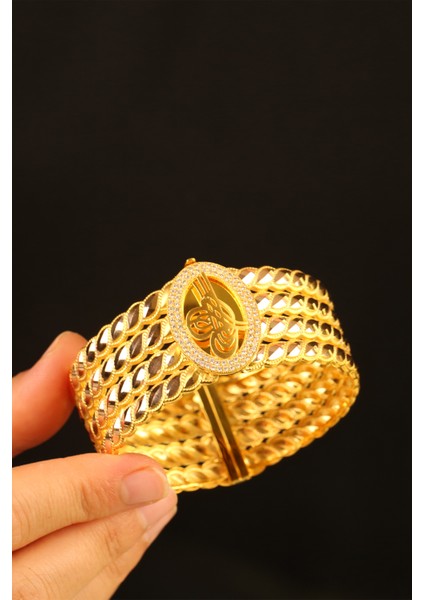 Tuğralı Rize Kelepçe Hediyelik Altın Bilezik CGKKLP0159