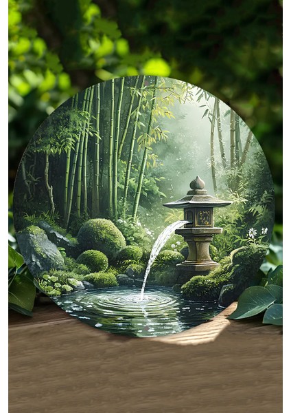 Japon Bahçesi ve Bambu Temalı Uv Baskı Mdf Duvar Süsü – 33X33 cm & 20X20 cm DT214