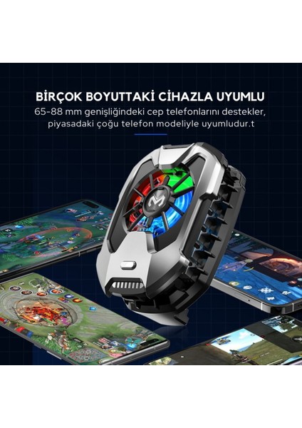 Rgb Işıklı Turbo Telefon Soğutucu | 6000 Rpm Turbo Fan, Fırtına Tip Soğutma, Telefon Soğutucu modelleri