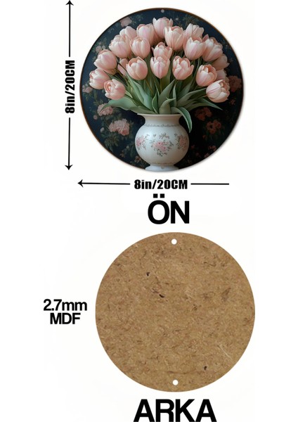 Zarif Çiçek Vazolu Uv Baskı Mdf Duvar Süsü – 33X33 cm & 20X20 cm DT224 indirimleri