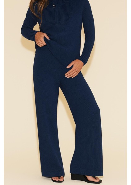 Yakası Fermuarlı Tunik ve Pantolon Ikili Triko Takım modelleri