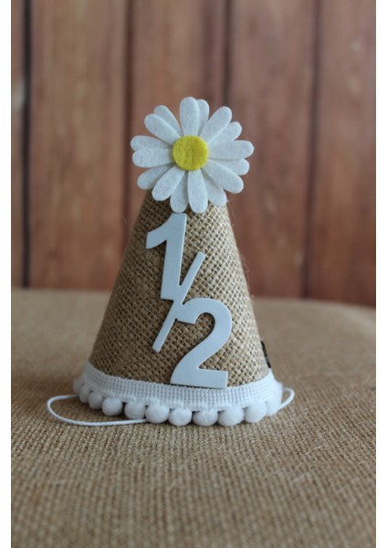 Yarım Yaş 6 Ay 6 Months Şapka Papatya Temalı Hasır Şapka Jüt Kumaş Papatya Şapka Doğum Günü Şapkası fiyatları