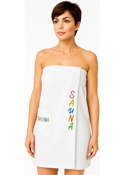 Plaj Elbisesi Sauna %100 Pamuklu Beyaz