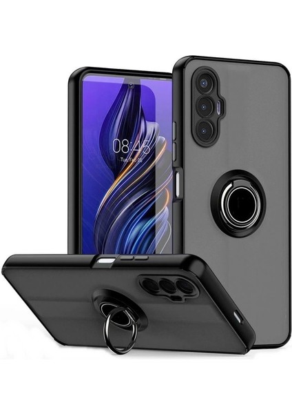Tecno Pova 3 Kılıf Kamera Korumalı Yüzüklü Manyetik Standlı Arkası Buzlu Iring Kapak