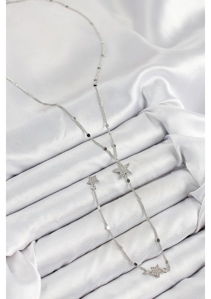 Pirinç Zirkon Taşlı Yıldız Model Gümüş Renk Y Kolye - PRT3500EB08333 fiyatları