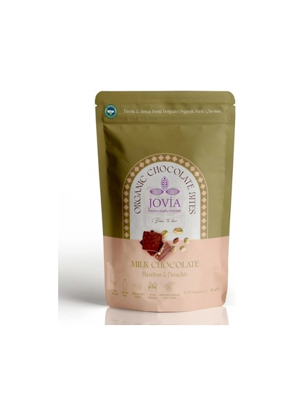 Fındık & Antep Fıstık Dolgulu Organik Sütlü Çikolata 85 gr