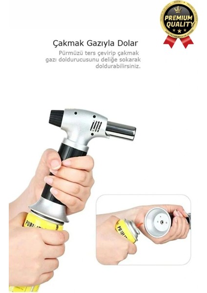 Profesyonel 1300 Derece Sıcaklık Veren Kamp Mangal Tatlı Kömür Gaz Doldurulabilir Alev Pürmüz Çakmak modelleri