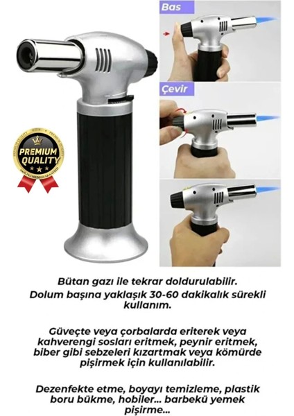 Profesyonel 1300 Derece Sıcaklık Veren Kamp Mangal Tatlı Kömür Gaz Doldurulabilir Alev Pürmüz Çakmak fırsatları