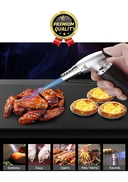 Profesyonel 1300 Derece Sıcaklık Veren Kamp Mangal Tatlı Kömür Gaz Doldurulabilir Alev Pürmüz Çakmak