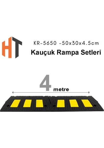 Kauçuk Rampa Set, Otopark Rampası, Kaldırım Rampası 50X30X4,5 cm 4 Metre