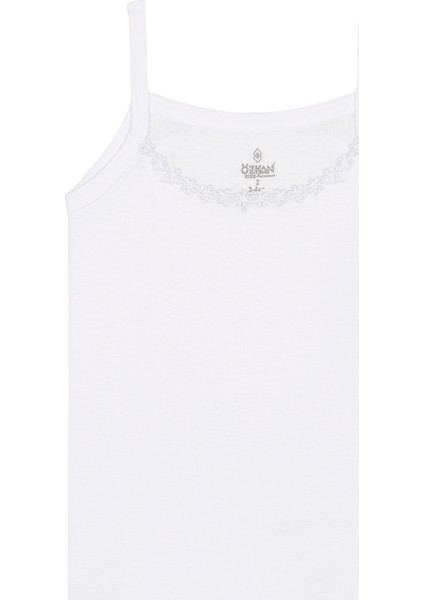 0805 3'lü Paket Kız Çocuk %100 Pamuklu Ribana Esnek Rahat Yakası Brode Papatya Detaylı İp Askılı Atlet fırsatları