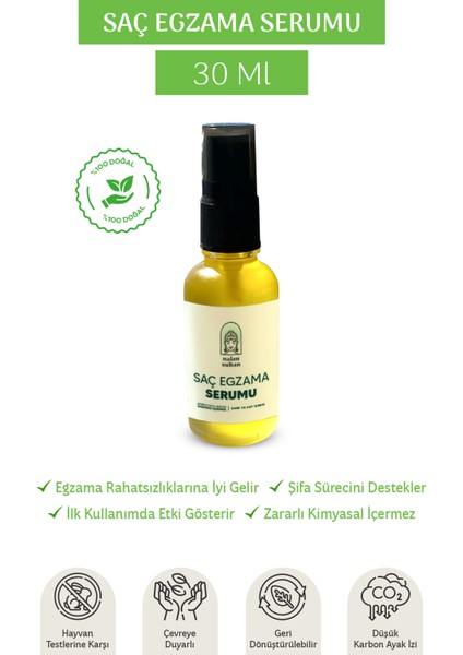 | Saç Ezgama Serumu, İlk Kullanımdan İtibaren Etkili Sonuç, Sade ve Saf İçerik, %100 Bitkisel (30 ml)