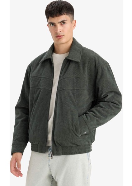 Oversize Geniş Kalıp Gömlek Yaka Beli Lastikli Fermuarlı İç Cepli Kadife Mont E9186AX25AU modelleri