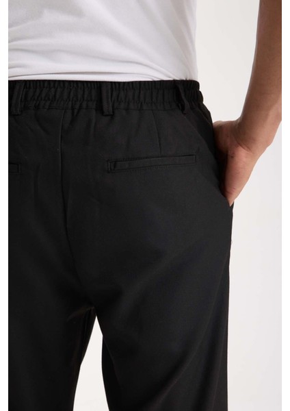 Bezayağı Kumaş Relax Fit Duble Paça Jogger Pantolon - Siyah fırsatları