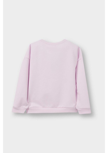 Kız Bebek Bisiklet Yaka Baskılı İçi Yumuşak Tüylü Sweatshirt E8922A525AU modelleri