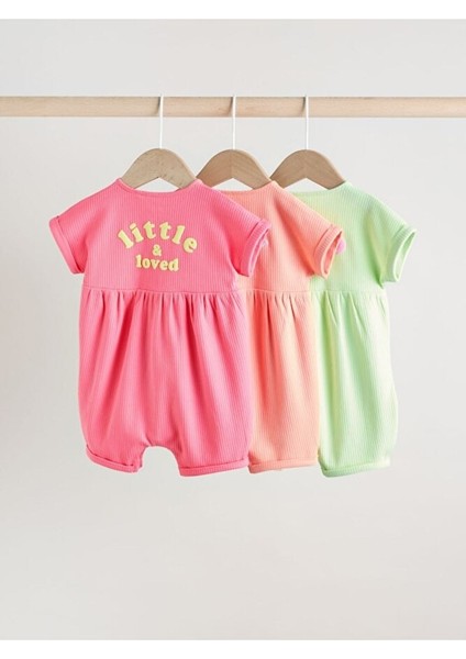 %100 Pamuklu Pembe Yeşil 3'lü Romper Set fiyatları
