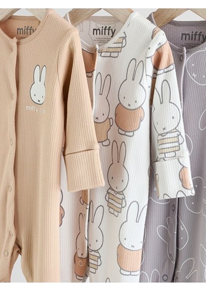 % 100 Pamuklu Premium Krem Tavşan Desenli 3'lü Tulum Set modelleri