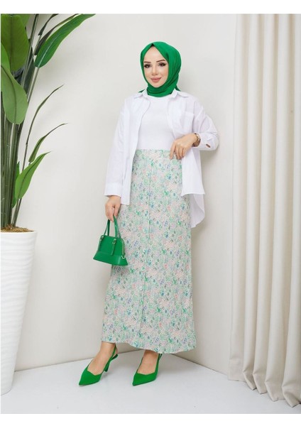 Viskon Penye Etek Yeşil