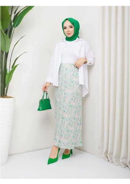 Viskon Penye Etek Yeşil