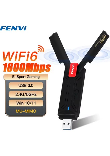 Wifi-6 Yüksek Hızlı 1800Mbps E-Sport Gaming Usb 3.0 Yüksek Çekim Gücü CE Lisanslı Sertifikalı Orjinal Çift Bant 5Ghz/2.4Ghz