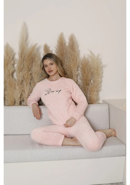 Kadın Peluş Pijama Takımı Ikili Takım