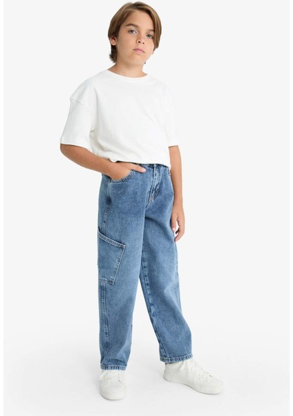 Erkek Çocuk Barrel Fit Düz Paça Jean Pantolon G1654A825AU modelleri