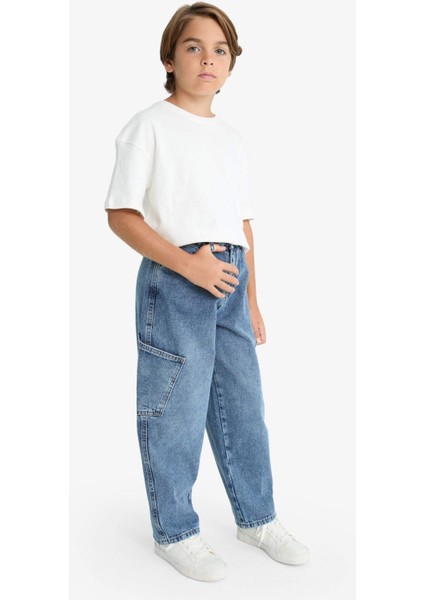 Erkek Çocuk Barrel Fit Düz Paça Jean Pantolon G1654A825AU fırsatları
