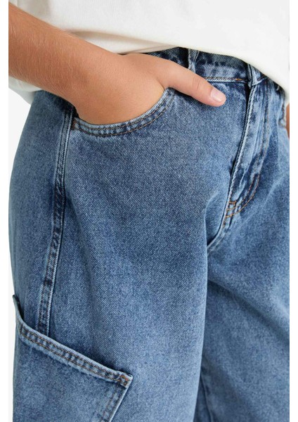 Erkek Çocuk Barrel Fit Düz Paça Jean Pantolon G1654A825AU