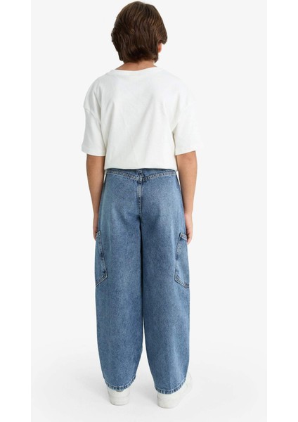 Erkek Çocuk Barrel Fit Düz Paça Jean Pantolon G1654A825AU