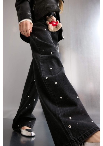 Kız Çocuk Wide Leg Geniş Paça Jean Pantolon F7640A825AU fırsatları