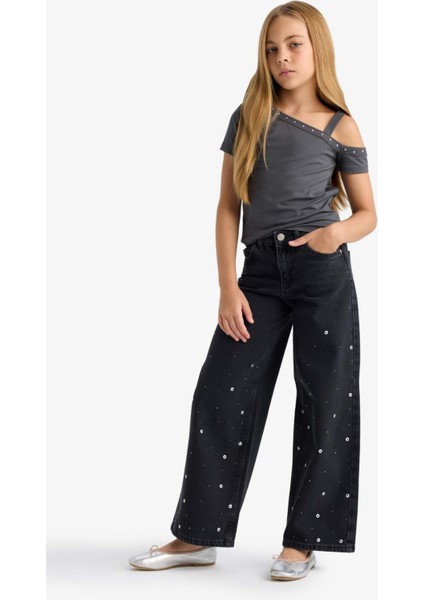 Kız Çocuk Wide Leg Geniş Paça Jean Pantolon F7640A825AU indirimleri