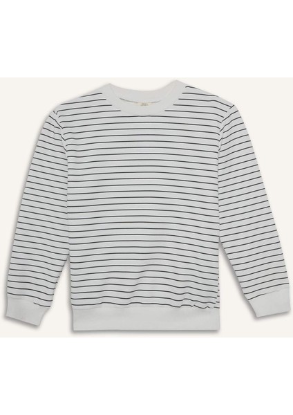 Erkek Çocuk Bisiklet Yaka Çizgili Sweatshirt G2555A825AU