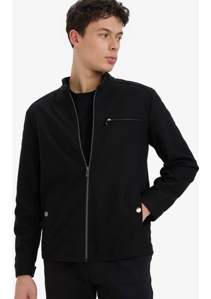 Slim Fit Dar Kesim Dik Yaka Astarlı Fermuarlı Cepli Mevsimlik Baharlık Mont D7534AX25AU