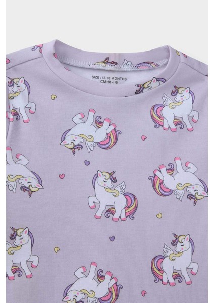 Kız Bebek Pijama Takımı Unicorn Baskılı Uzun Kollu Üst Uzun Alt F0632A525AU modelleri