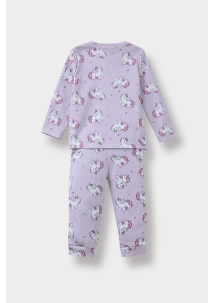 Kız Bebek Pijama Takımı Unicorn Baskılı Uzun Kollu Üst Uzun Alt F0632A525AU fırsatları