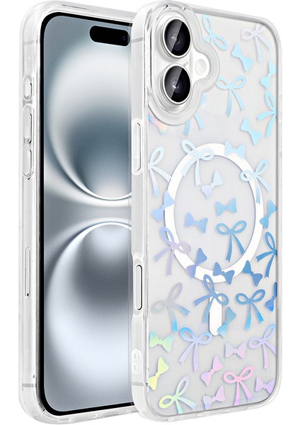 Apple iPhone 16 Plus Kılıf M-Safe Şarj Özellikli Şeffaf Folk Sert Kapak - Kalp fiyatları
