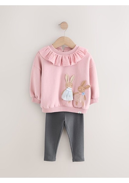 Pamuklu Pembe Tavşan Desenli Uzun Kollu Alt Üst Takım fırsatları