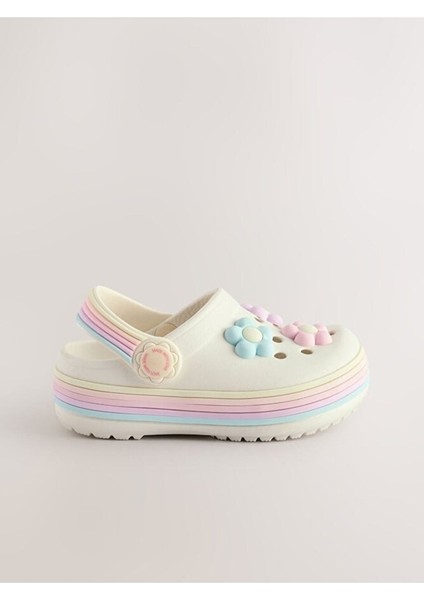 Beyaz Papatya Desenli Işıklı Terlik / Sandalet modelleri