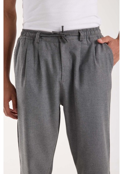 Bezayağı Kumaş Relax Fit Duble Paça Jogger Pantolon - Gri fiyatları