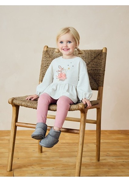 Pamuklu Pembe Krem Tavşan Desenli Uzun Kollu Alt Üst Takım fiyatları