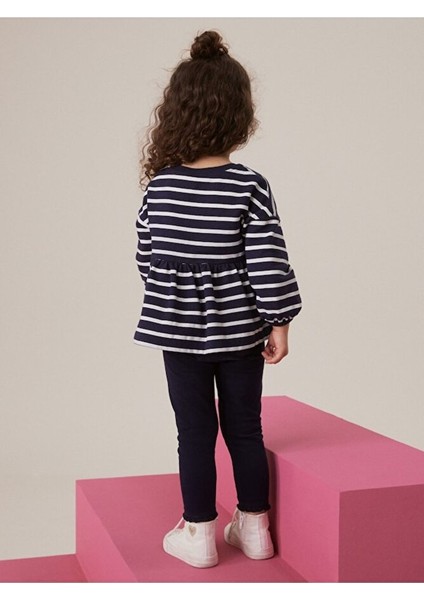 Pamuklu Lacivert Çizgili Çiçek Desenli Uzun Kollu Alt Üst Takım fiyatları